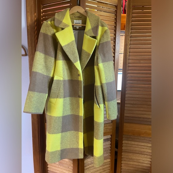 Boden Winter Wool Blend Coat - Yellow and Brown Plaid US 16/18 (UK20) - Picture 5 of 8